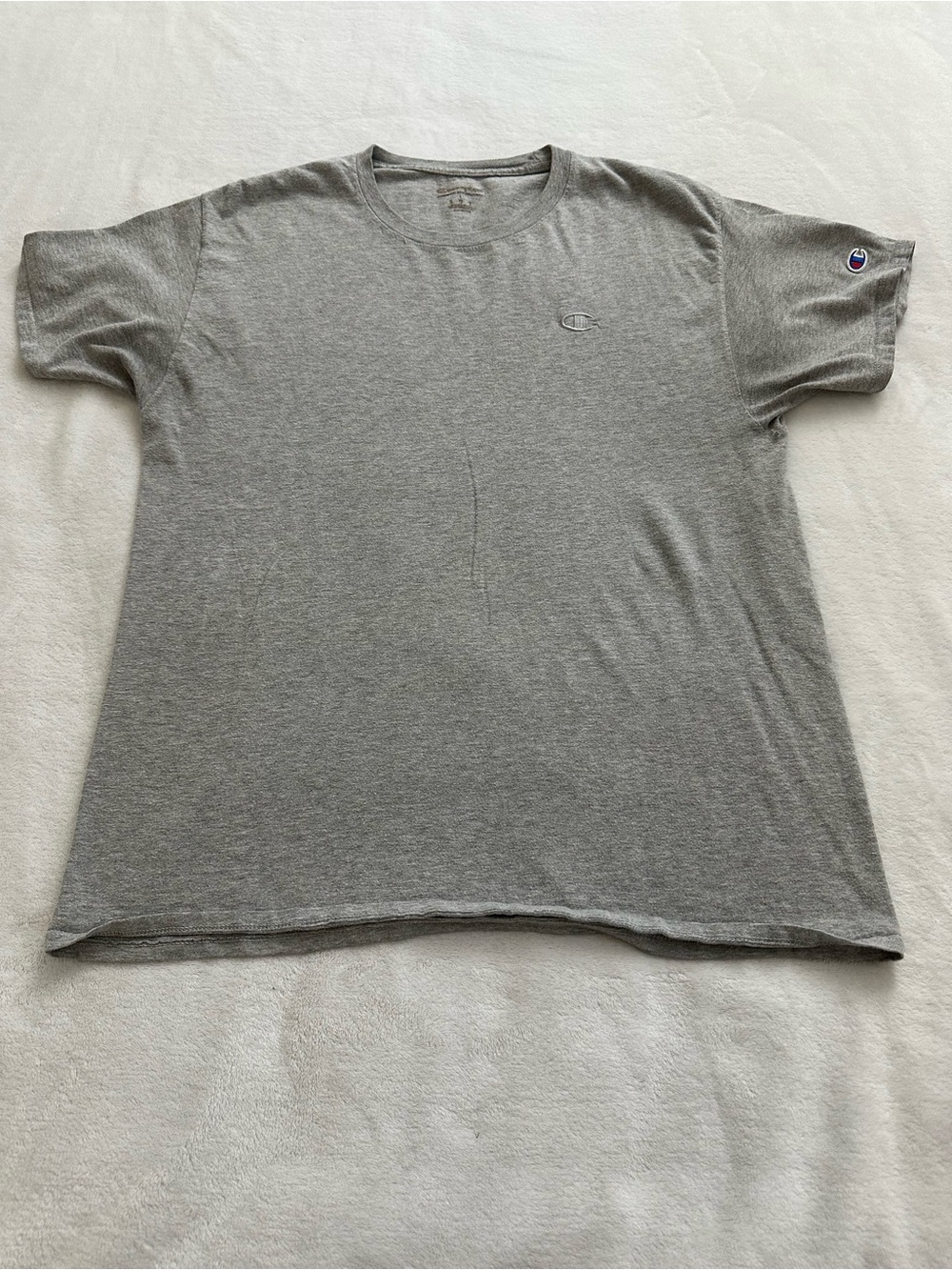 Champion Gray Short Sleeve Crewneck Tee with Logo Patch